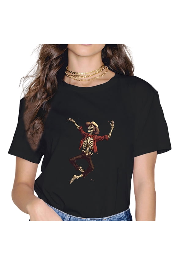 Dancing Skeleton Halloween Ballet Dance Pose T-Shirt