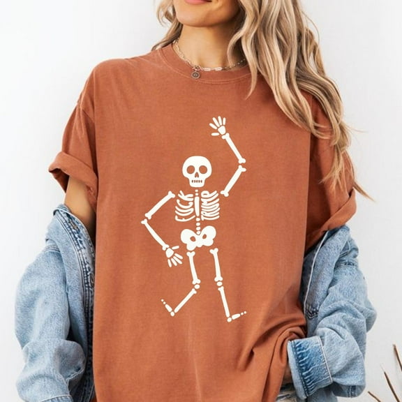 Dancing Skeleton Halloween Comfort Colors Shirt – Fun & Minimal Spooky Season Graphic Tee