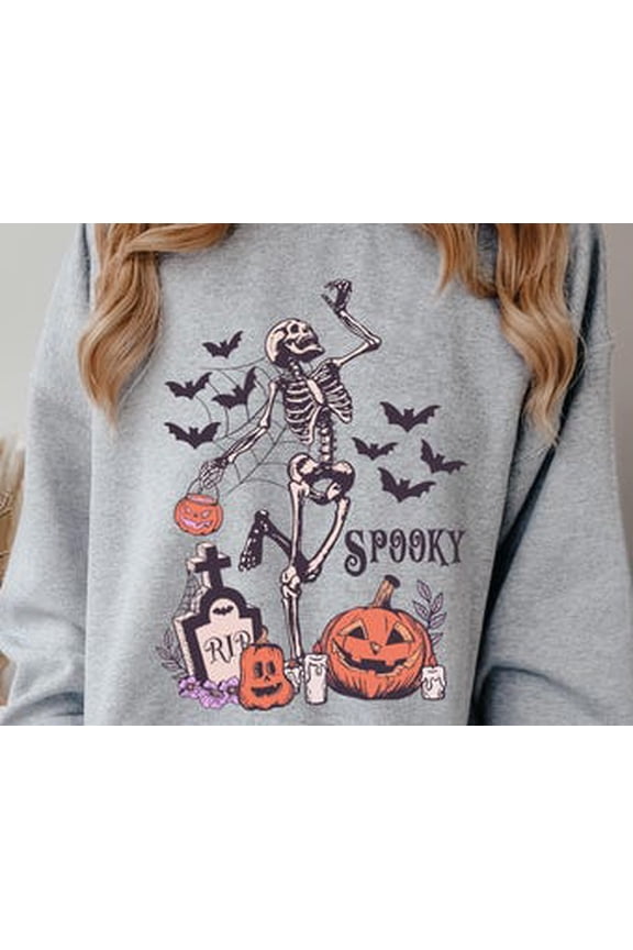 Dancing Skeleton, Halloween, Fall, Retro Halloween Crewneck, Skeleton, Spooky Skeleton Sweater, Navy Sweatshirt