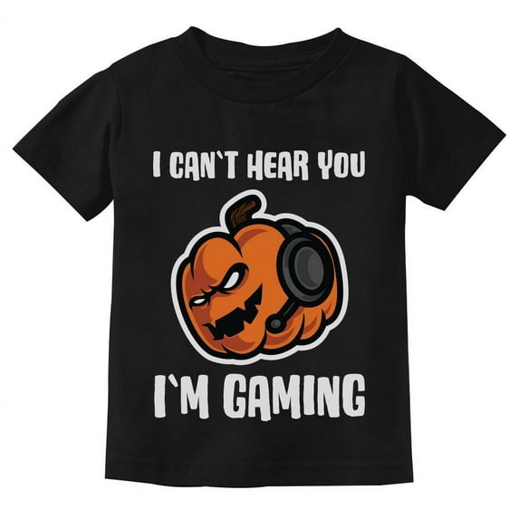 Tstars Funny Gamer Tee for Boys and Girls I Can't Hear You, I'm Gaming Halloween T-Shirt for Kids – Large Black