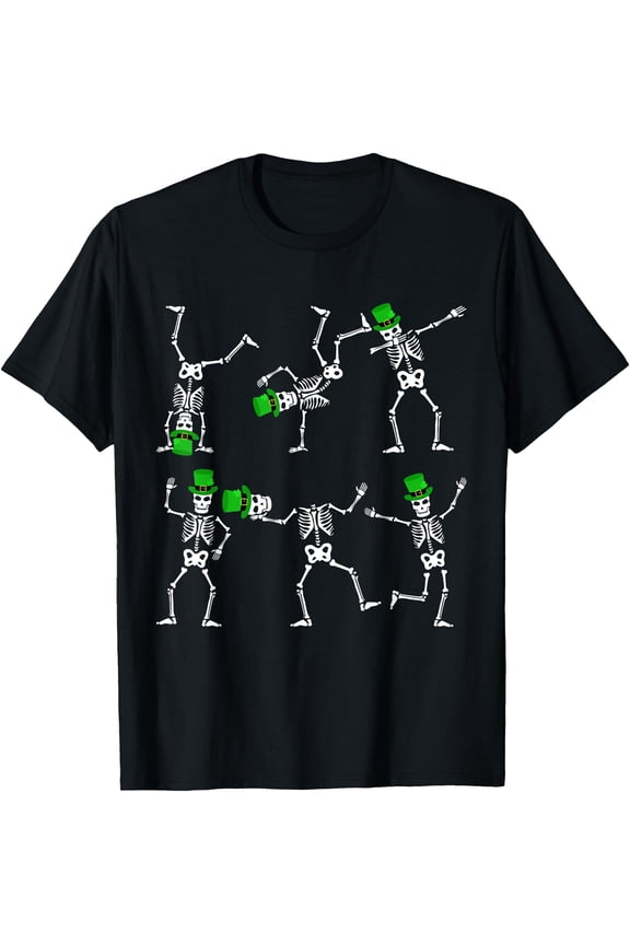 Dancing Skeleton Hat Leprechaun 2025 Lucky Charm Tee St. Patrick’s Day Hoodie, Shamrock Sweatshirt, Lucky Clover T-Shirt for Men