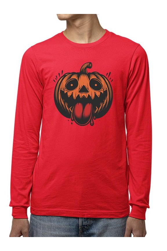 Dancing Skeleton Pumpkin Halloween Graphic - Men's Long Sleeve