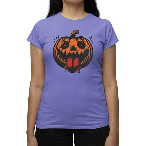 Dancing Skeleton Pumpkin Halloween Graphic - Women's T-shirt