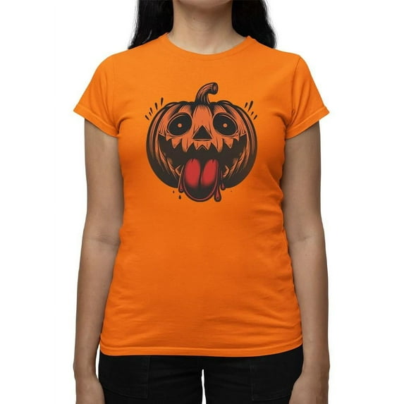 Dancing Skeleton Pumpkin Halloween Graphic - Women's T-shirt