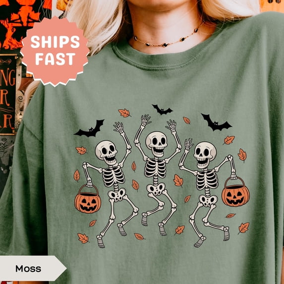 Dancing Skeleton Shirt Halloween Tshirt Fall Shirt Plus Size Pumpkin Shirt Halloween Gift