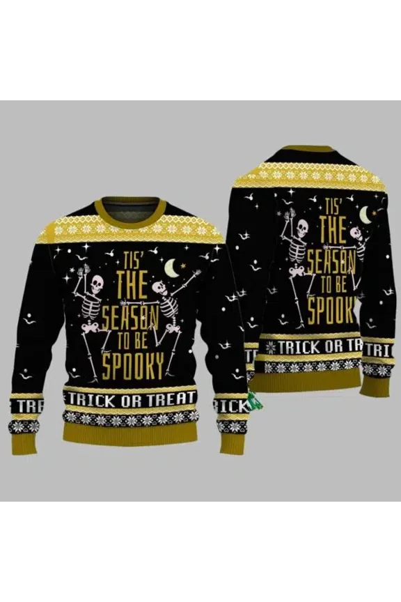 Dancing Skeleton Tis the Season to Be Spooky 3D Christmas Sweater