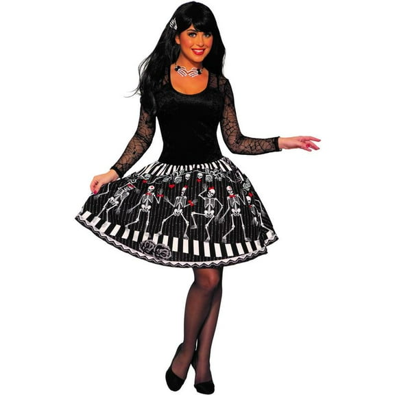 Dancing Skeleton Womens Adult Gothic Halloween Party Dress-PLUS