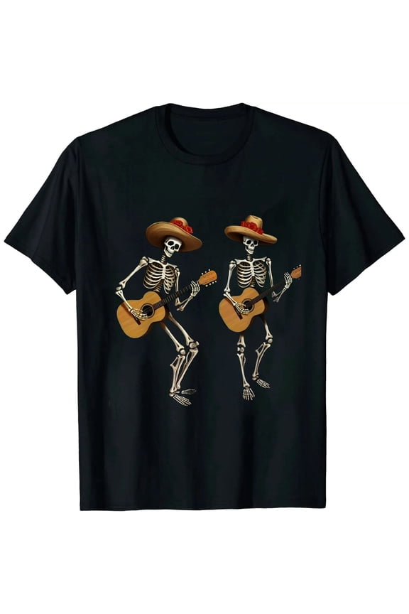 Dancing Skeletons Cowboy Western Spooky Season T-Shirt