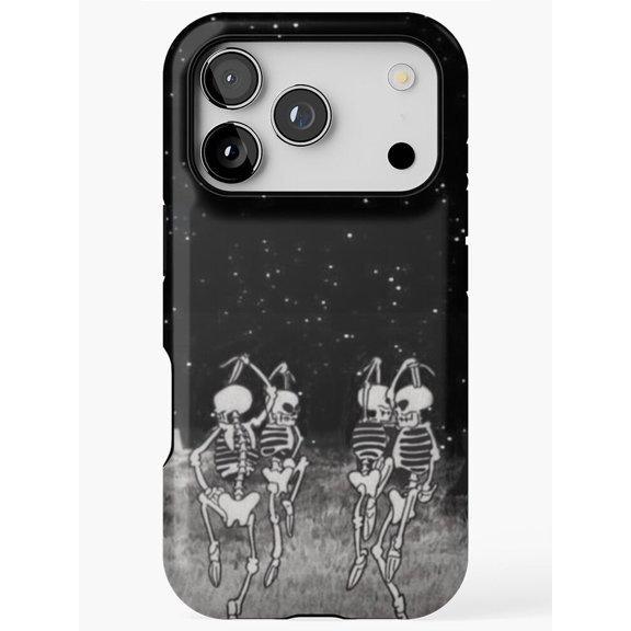 Dancing Skeletons Cute Spooky Halloween Retro Pattern Tough Phone Case for iPhone 15 Plus