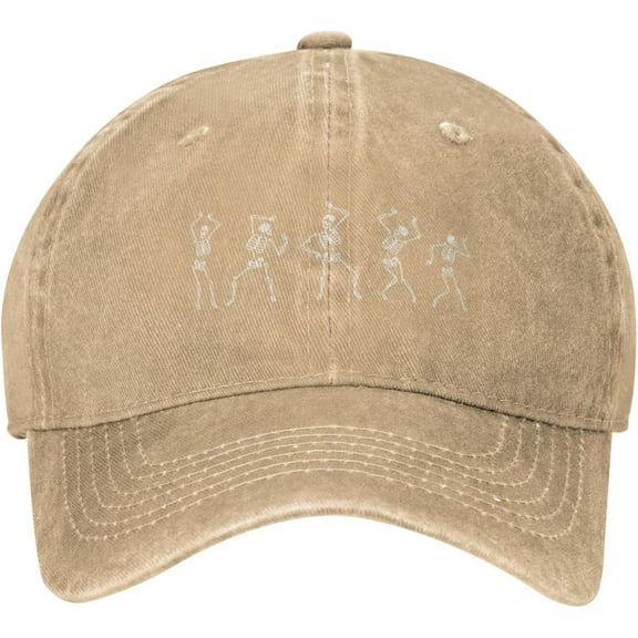 Dancing Skeletons Funny Distressed Adjustable Washed Denim Mens Dad Trucker Hat Baseball Ball Cap for Men