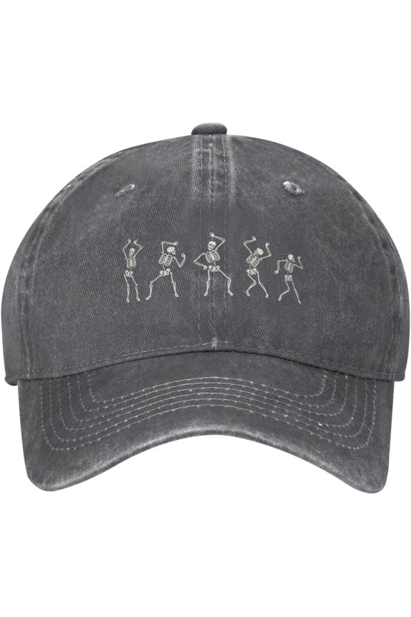 Dancing Skeletons Funny Distressed Adjustable Washed Denim Mens Dad Trucker Hat Baseball Ball Cap for Men