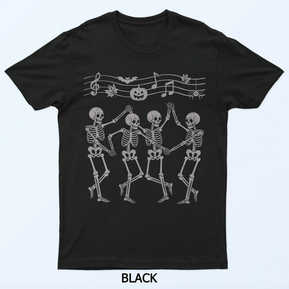 Dancing Skeletons Halloween Music Notes Symphony Dance T-Shirt