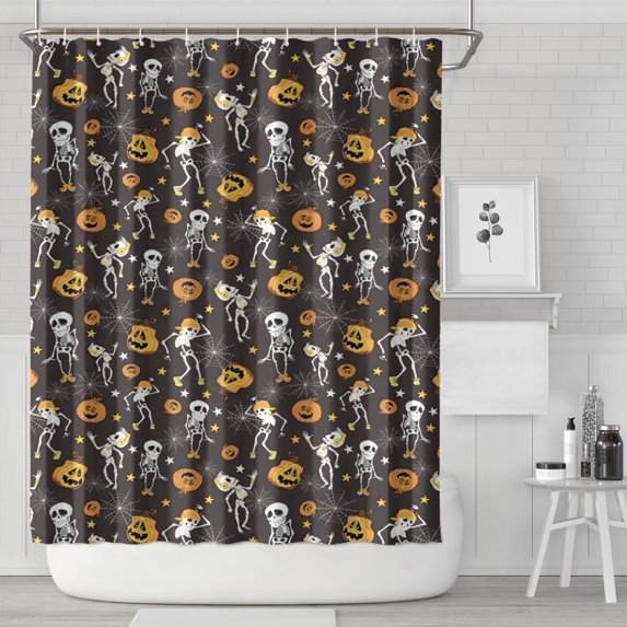 Dancing Skeletons Halloween Pattern Shower Curtain 72"x84" ,Bathroom Decorative Shower Curtains Set with 12 Hooks,Modern Waterproof Washable Shower Curtain