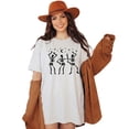 thumbnail image 1 of Dancing Skeletons Halloween T-Shirt, Trio Skeleton Dance Party Tee, Cute Skeleton Moon Stars Shirt for Women, Halloween Party Gift, 1 of 7
