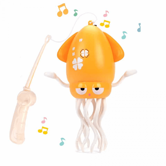 Dancing Squid Toy Electric Auto-Avoid Crawling Toys with Lights & Music, Tummy Time Toys Gifts for Toddlers Ages 1-3(Yellow)