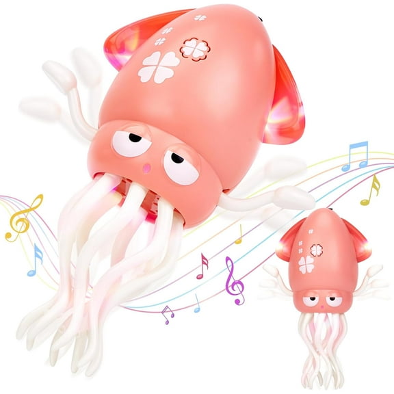 Dancing Squid Toy - Tummy Time Toys, Crawling Toys, Wiggling Musical Standing Toy, Funny Baby Girl Gifts, Dancing Octopus Baby Toys Kids 3 4 5 Year Old Birthday Gifts