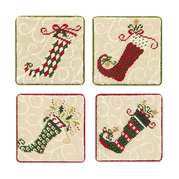 Dancing Stocking Petit Point Coaster
