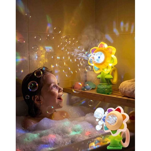 Dancing Sunflower Bubble Machine for Bath - 2026 Automatic Flower Bubble Maker with LED Lights, Portable Electric Bubble Blower for Bathtub, Makes Bath Time 100x More Fun (Pink)