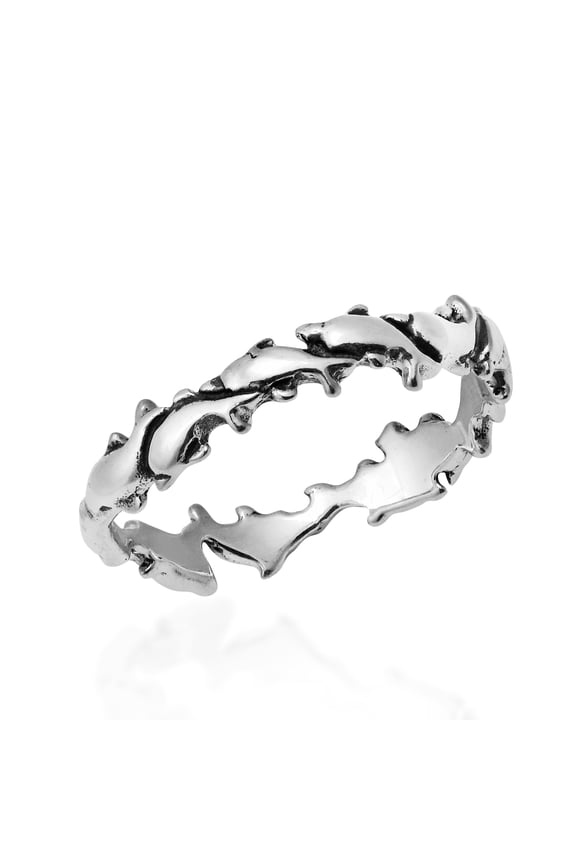 Dancing Swirling Dolphin Pod .925 Sterling Silver Band Ring-6