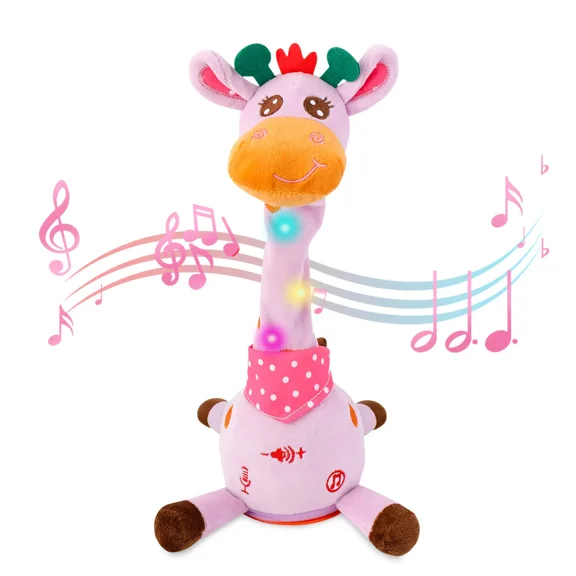 Dancing Talking Giraffe Plush Toy, Adjustable Volume, 10 Kids Songs, Mimicking Recording Repeating What You Say, Glowing Light Up Musical Stuffed Animal, Interactive Tummy Time And Soft Interactive