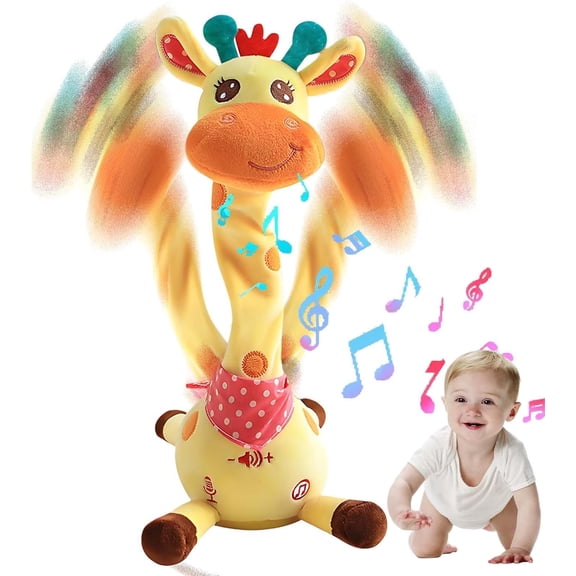 Dancing Talking Giraffe Toy, Musical Giraffe Toy – Sings, Dances & Repeats What You Say, Interactive Mimicking Toy with Recording, Shining LED Lights