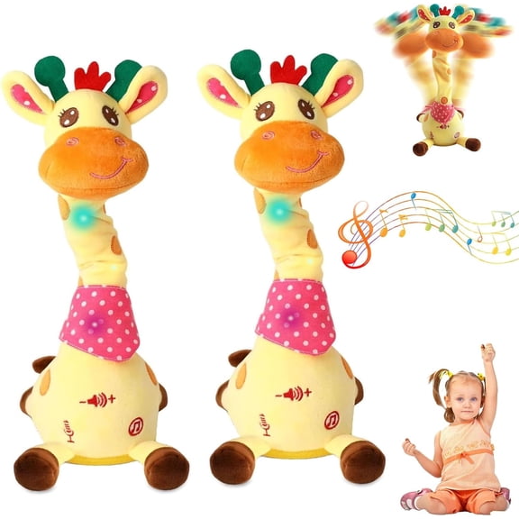 Dancing Talking Giraffe Toy, Musical Plush Stuffed Animal with Adjustable Volume, Singing Baby Toy for Tummy Time, Christmas and Birthday Gifts