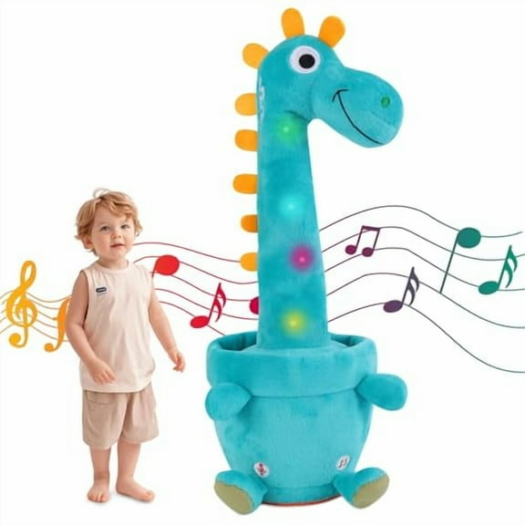 Dancing Talking Giraffe Toy,Stuffed Animal Baby Toy Repeating What You Say,Glowing Musical Electronic Giraffe Gifts for Toddlers 1-3 Years Old (Dancing Dinosaur)