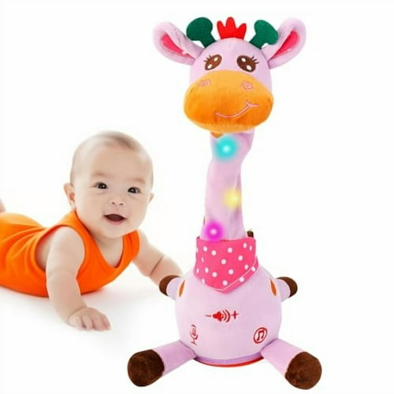 Dancing Talking Singing Giraffe Baby Toy,Tummy Time Toy Giraffe Stuffed Animal with Volume Adjustment,Singing 10 Children's Songs Light Up Toys,Repeating What You Say (Cute Purple)