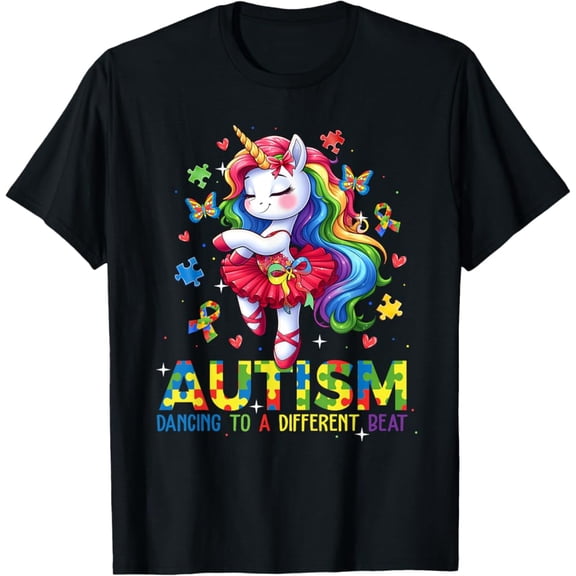 Dancing To Be A Different Beat Unicorn Autism Awareness T-Shirt