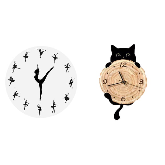 Dancing Wall Clock Ballerina Hanging Decor Clock Lightweight Non Ticking for Office Bedroom Kids Room