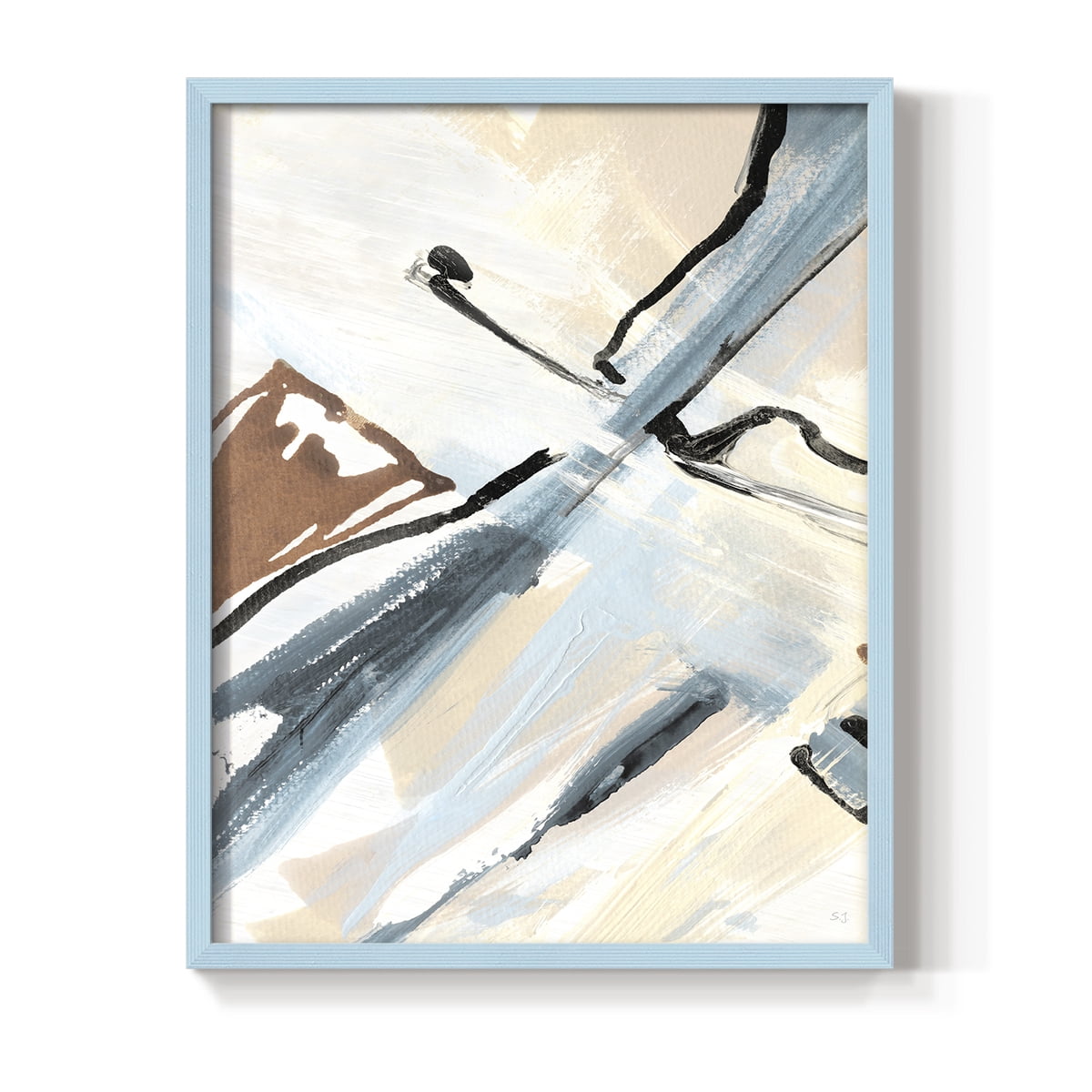 Dancing Wind Revisit I Framed Print in Blue Solid Wood Framed Print No Nail Hanging