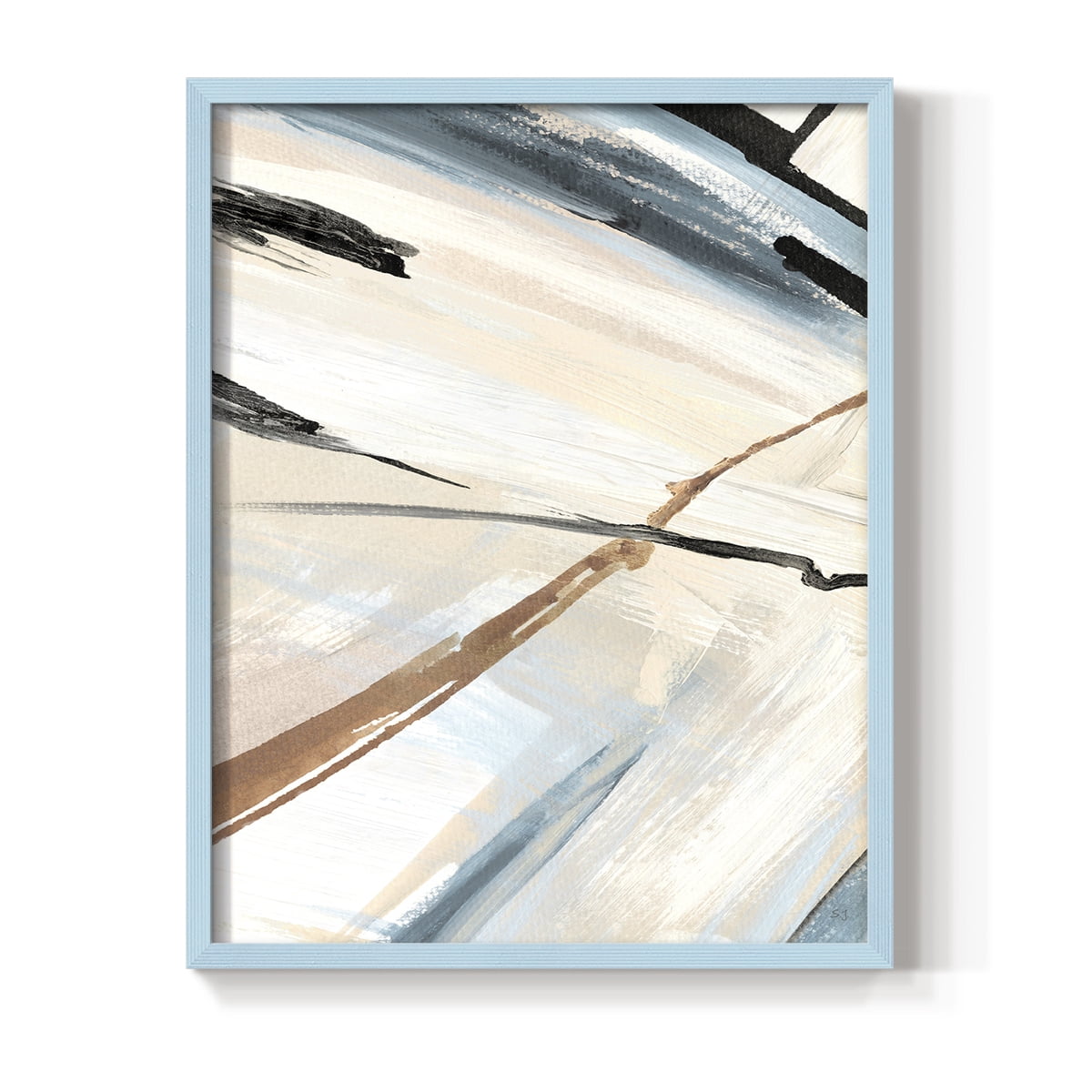 Dancing Wind Revisit II Framed Print in Blue Solid Wood Framed Print No Nail Hanging