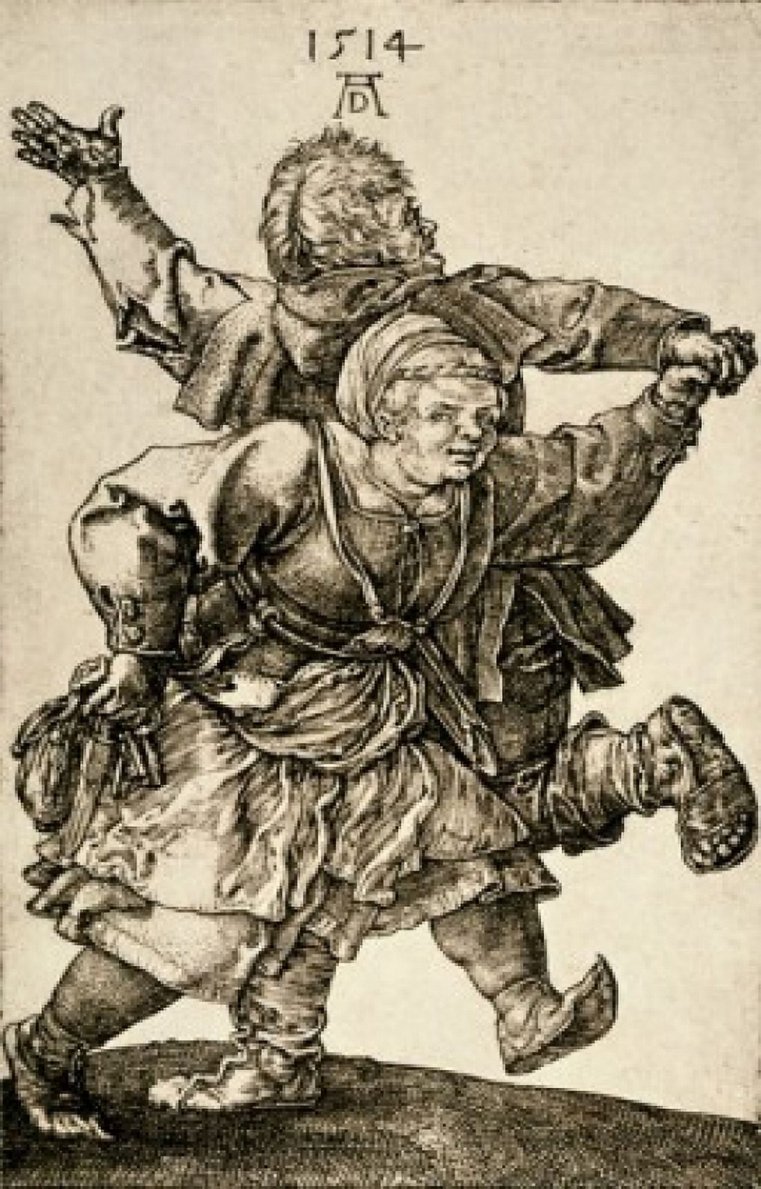 Dancing couple by Albrecht Durer 1514 Canvas Art - Albrecht Durer (18 x 24)