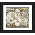 thumbnail image 1 of Danckerts, Cornelis 23x20 Black Ornate Wood Framed with Double Matting Museum Art Print Titled - Map of The World, 1 of 4