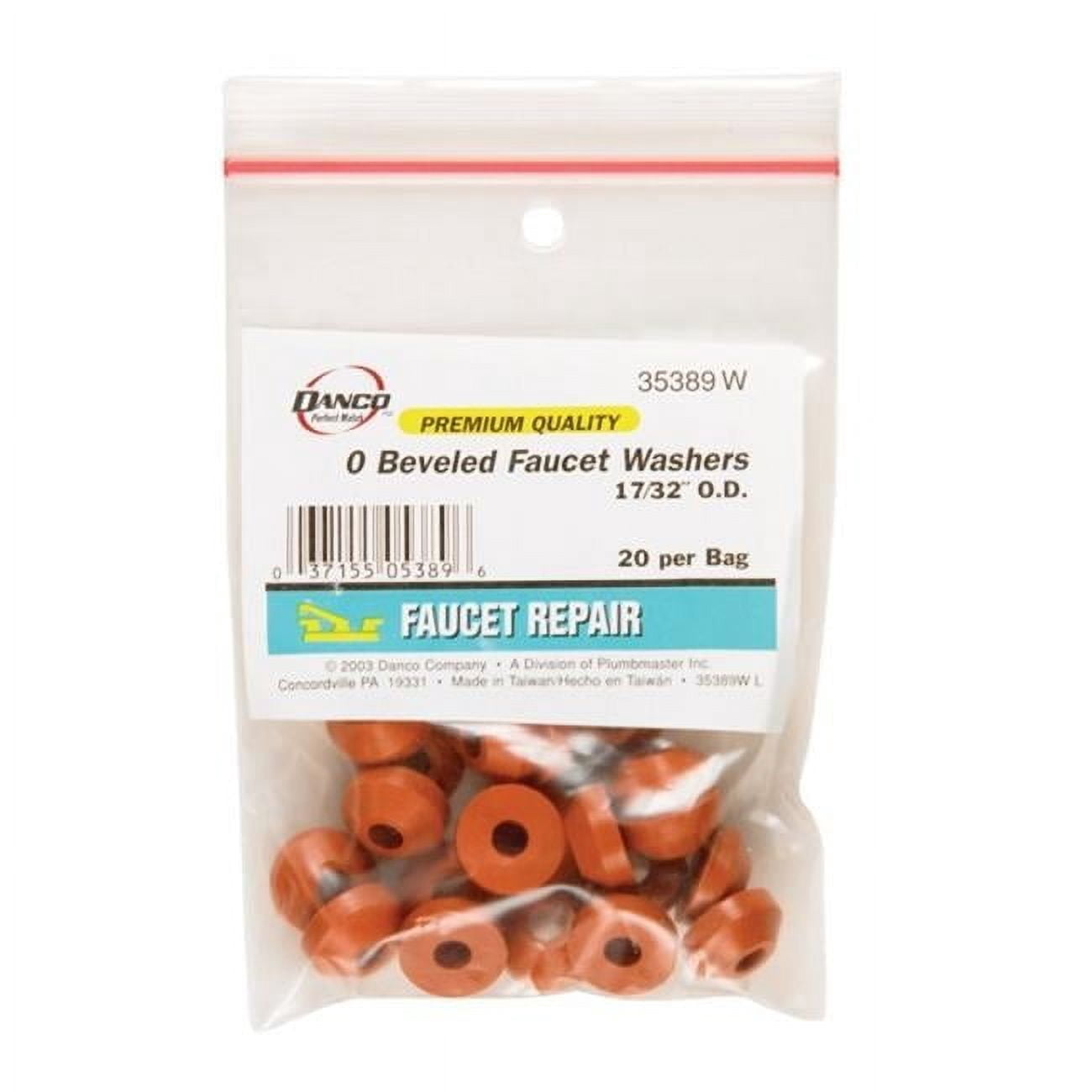 Danco  17/32 in. Dia. Rubber  Washer  20 pk