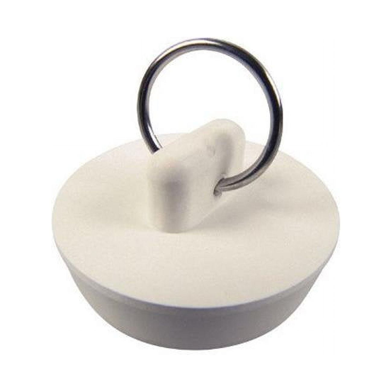 White Rubber Sink Stopper with Metal Ring, 1-3/8 Inch Diameter