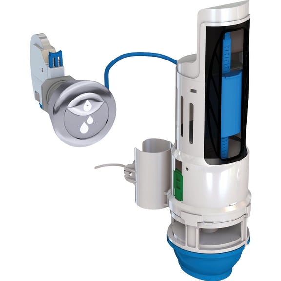 Danco HYR270 Hydroright Water-Saving Dual Flush Valve with Push-Button Handle, Plastic, Chrome