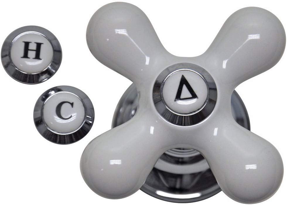 Elegant White Porcelain & Chrome Cross-Arm Faucet Handle