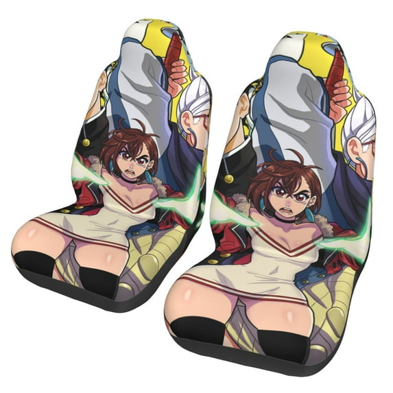 Dandadan Anime Car Seat Covers Accessories Vehicle Front Seat Protective Mat Cover 2pcs Universal Fit For SUV Sedan Van Trucks