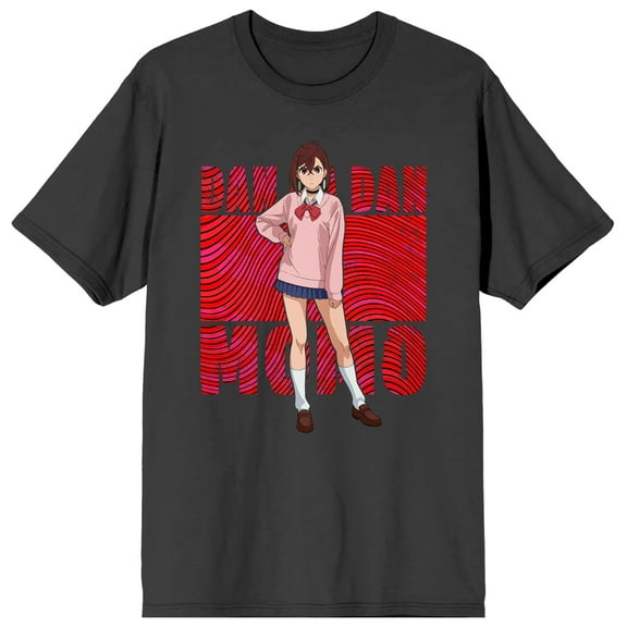 Dandadan Momo Ayase Wavy red stripes on Charcoal Ground Adult Crew Neck Short Sleeve T-shirt - XXL