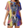 thumbnail image 1 of Dandadan Summer Home Suit For Womens Short-Sleeved Pajama Set 2pcs Loungewear Soft Sleepwear T-Shirts Tee Shirt Top And Short Sleeping Pants, 1 of 8