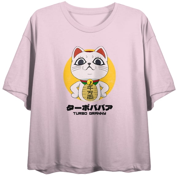 Dandadan Turbo Granny Lucky Cat Women’s Pink Cropped Tee-Medium