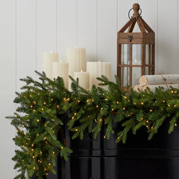 Dandan Pine 9' Garland with Warm LED Lights (Plug In)