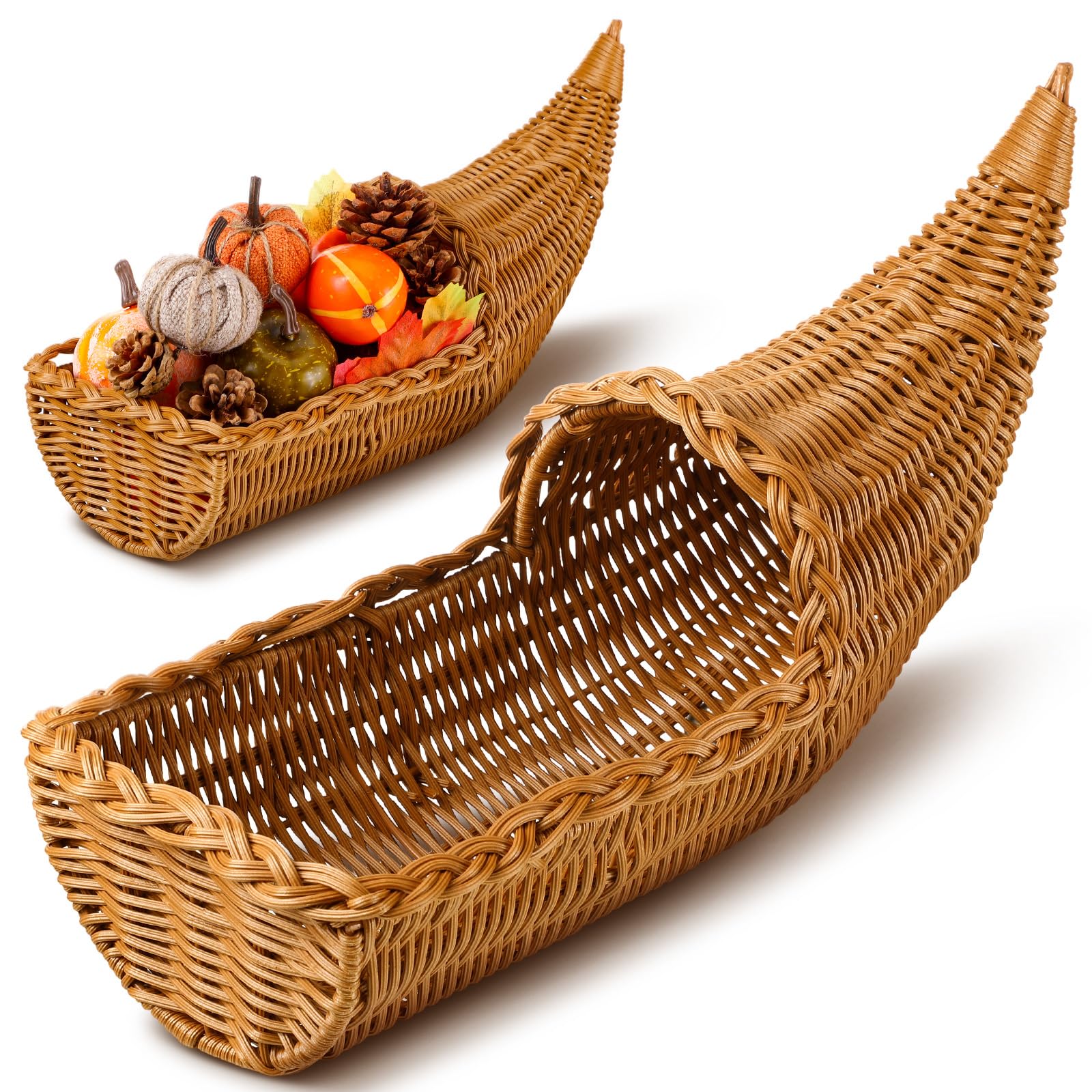Dandat 1 Piece Fall Cornucopia Basket Large 16.5 Inch Thanksgiving ...