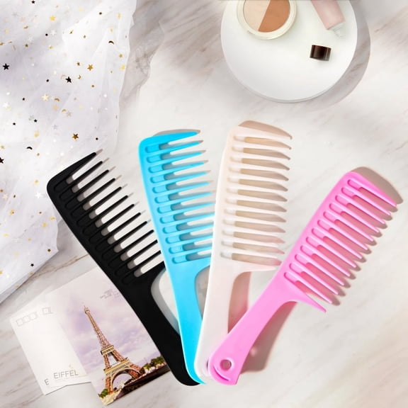 Dandelion Large 9.49 x 2.36 Inch Polypropylene (PP) Wide Tooth Hair Comb, Anti-Static Technology, 4 pcs