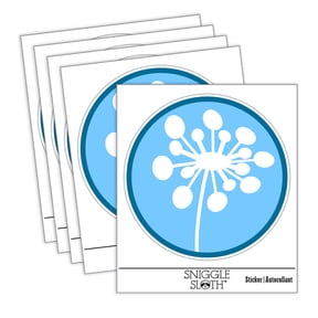 Dandelion Abstract Doodle Car Window Bumper Water Bottle Phone Tablet Laptop Waterproof Vinyl Decal Sticker Set 5-Pack - Gloss Finish - 3.0"