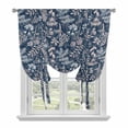 thumbnail image 1 of Dandelion Balloon Curtains for Living Room/French Door, Navy Blue Flowers Modern Minimalist Spring Tie Up Curtains 63 Inch Length Energy Saving Kitchen Curtains Shades for Windows 42"x63", 1 of 8