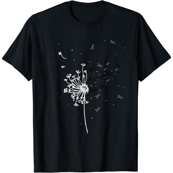 Dandelion Black Ribbon Skin Cancer Melanoma Awareness Gifts T-Shirt