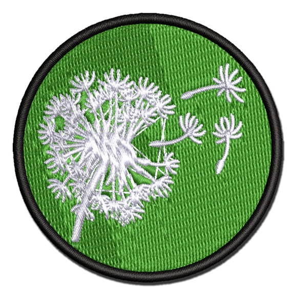 Dandelion Blowing in Wind Applique Multi-Color Embroidered Iron-On Patch - 2.0 Inch Mini