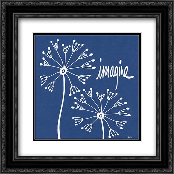 Dandelion Blue Imagine 2x Matted 20x20 Black Ornate Framed Art Print by Welsh, Shanni